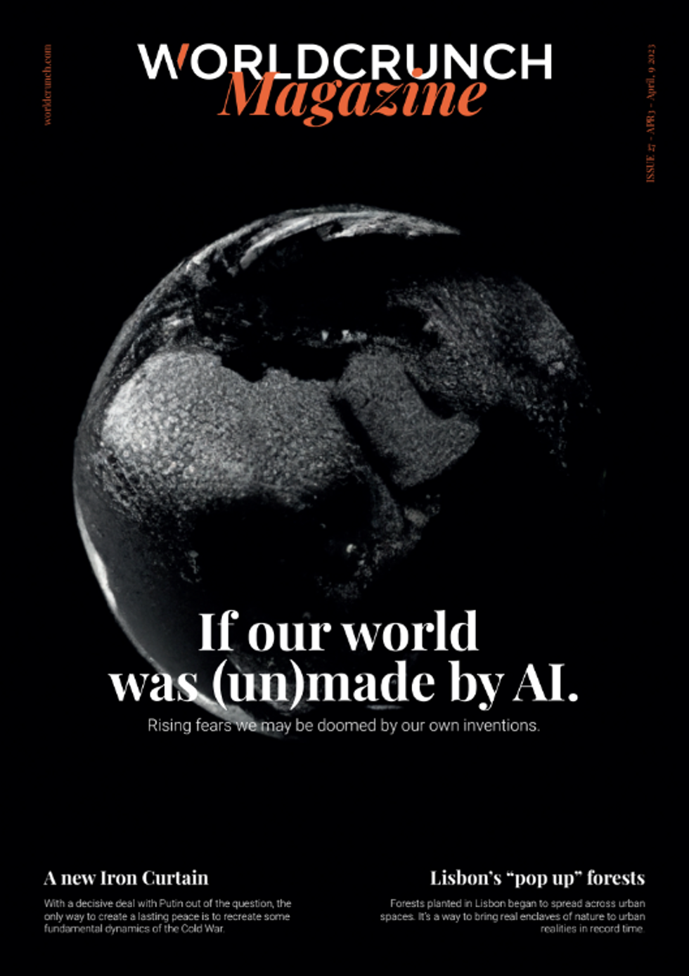 Ai Magazine cover World Rising fears a big dark globe in space