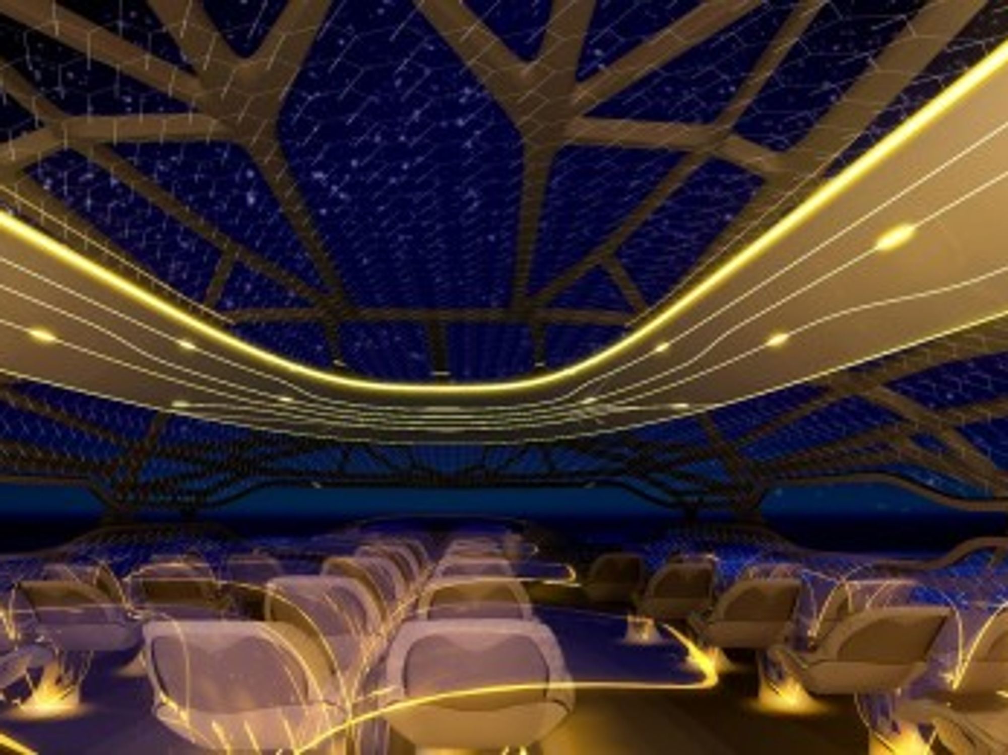 Airbus's vitalizing zone by night - sit back and enjoy the night sky.