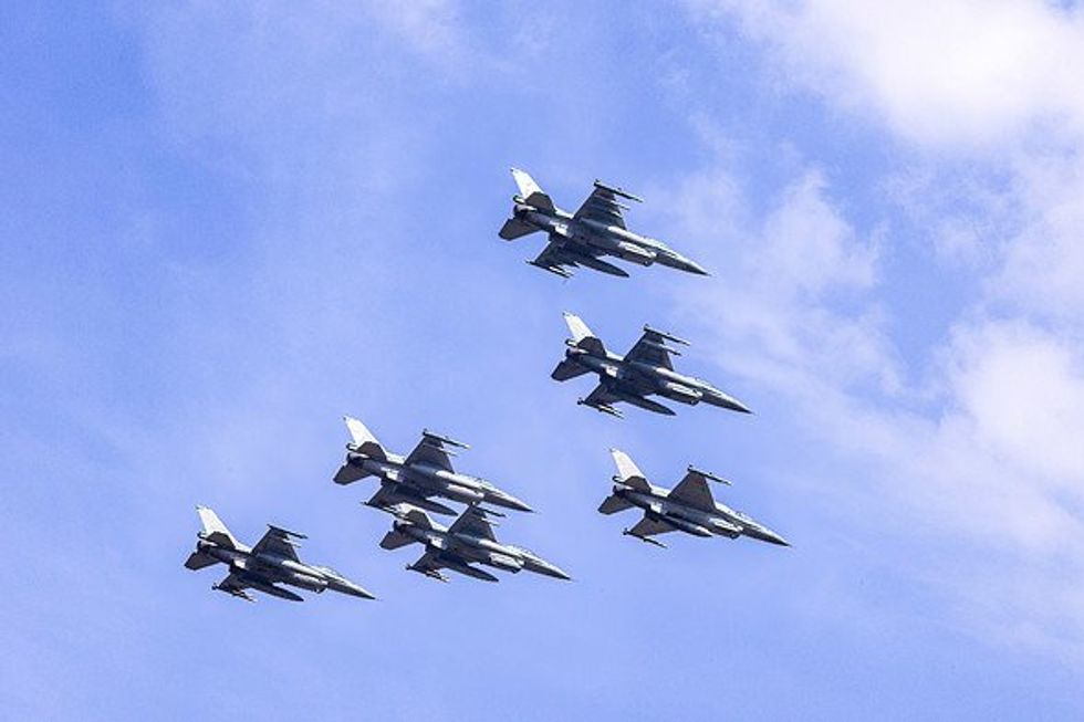 Airplanes in the sky.