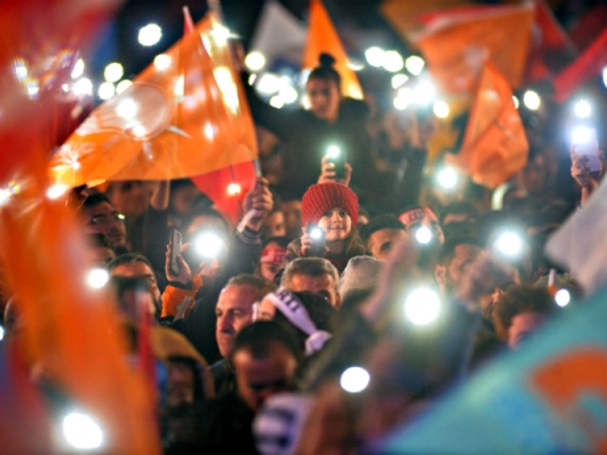 AKP supporters celebrating in Ankara on Nov. 1