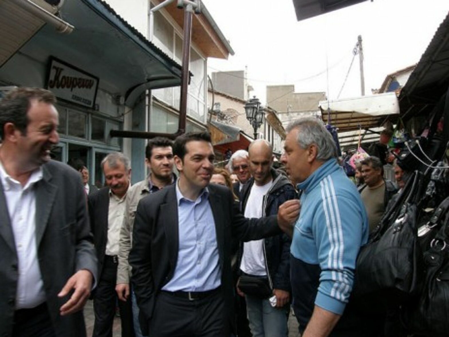 Alexis Tsipras (center), head of the Coalition of the Radical Left SYRIZA parliamentary group (PIAZZA del POPOLO)