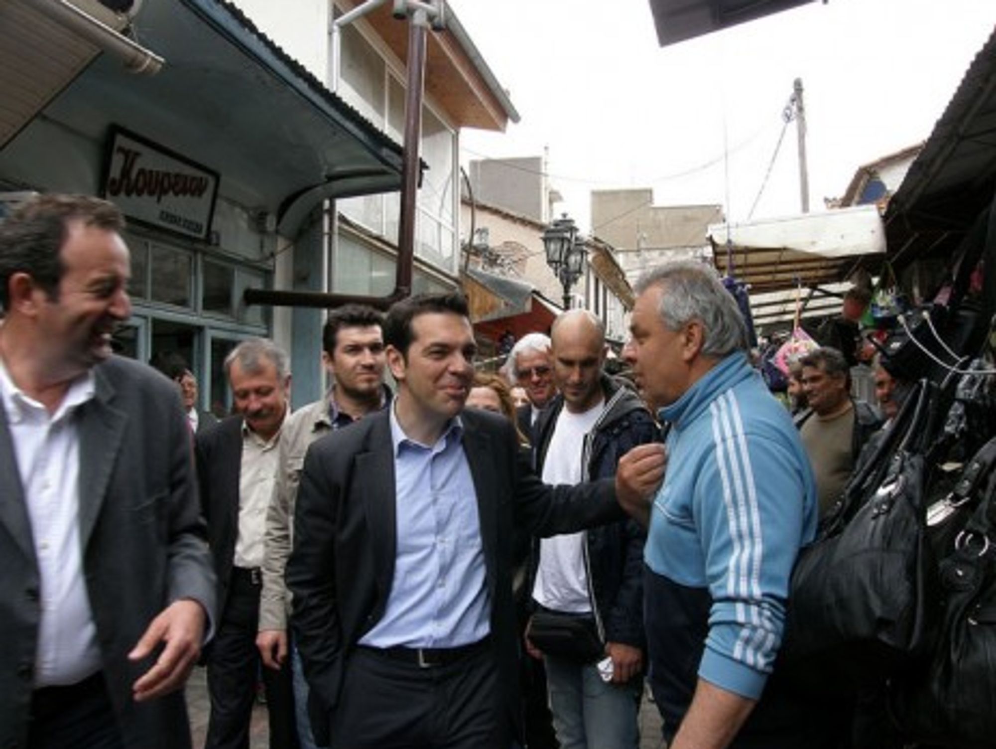 Alexis Tsipras (center), head of the Coalition of the Radical Left SYRIZA parliamentary group (PIAZZA del POPOLO)