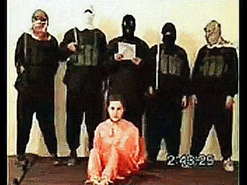 American businessman Nick Berg moments before he was beheaded by Islamist militants in Iraq