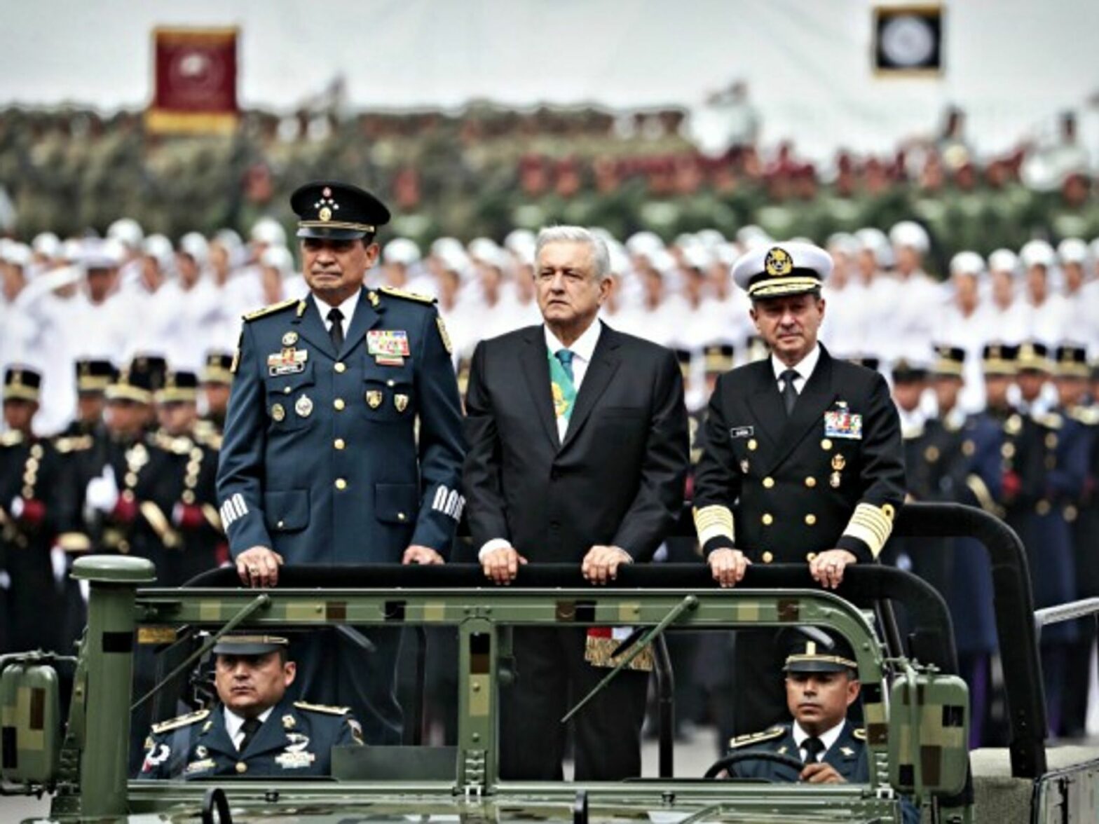 AMLO at a military parade in Mexico City in September