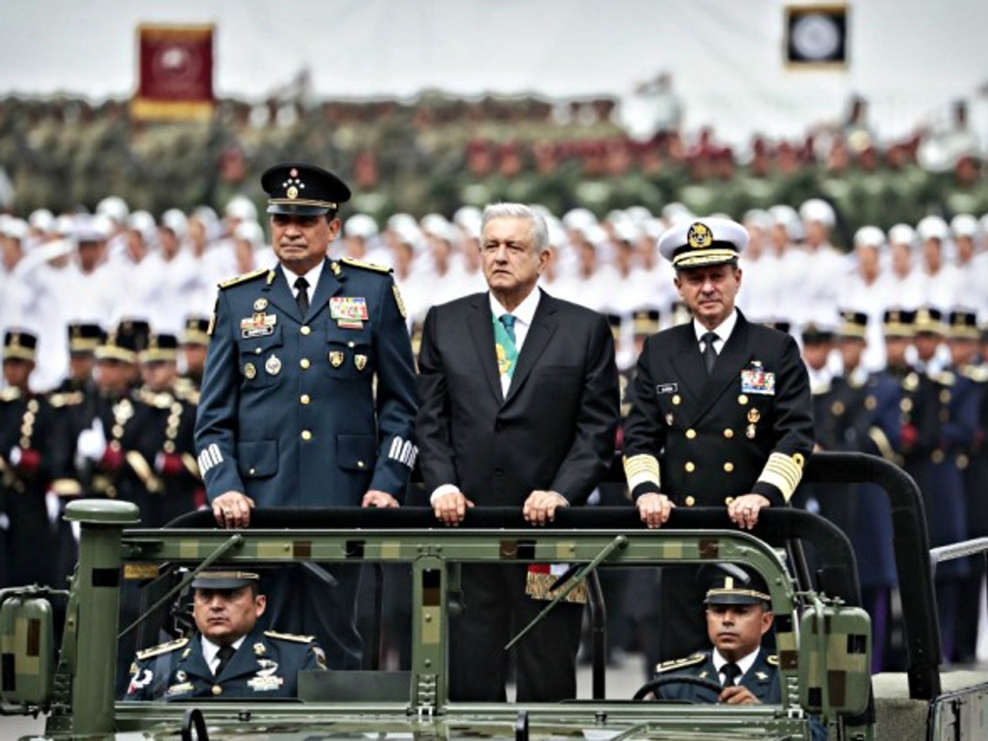 AMLO at a military parade in Mexico City in September