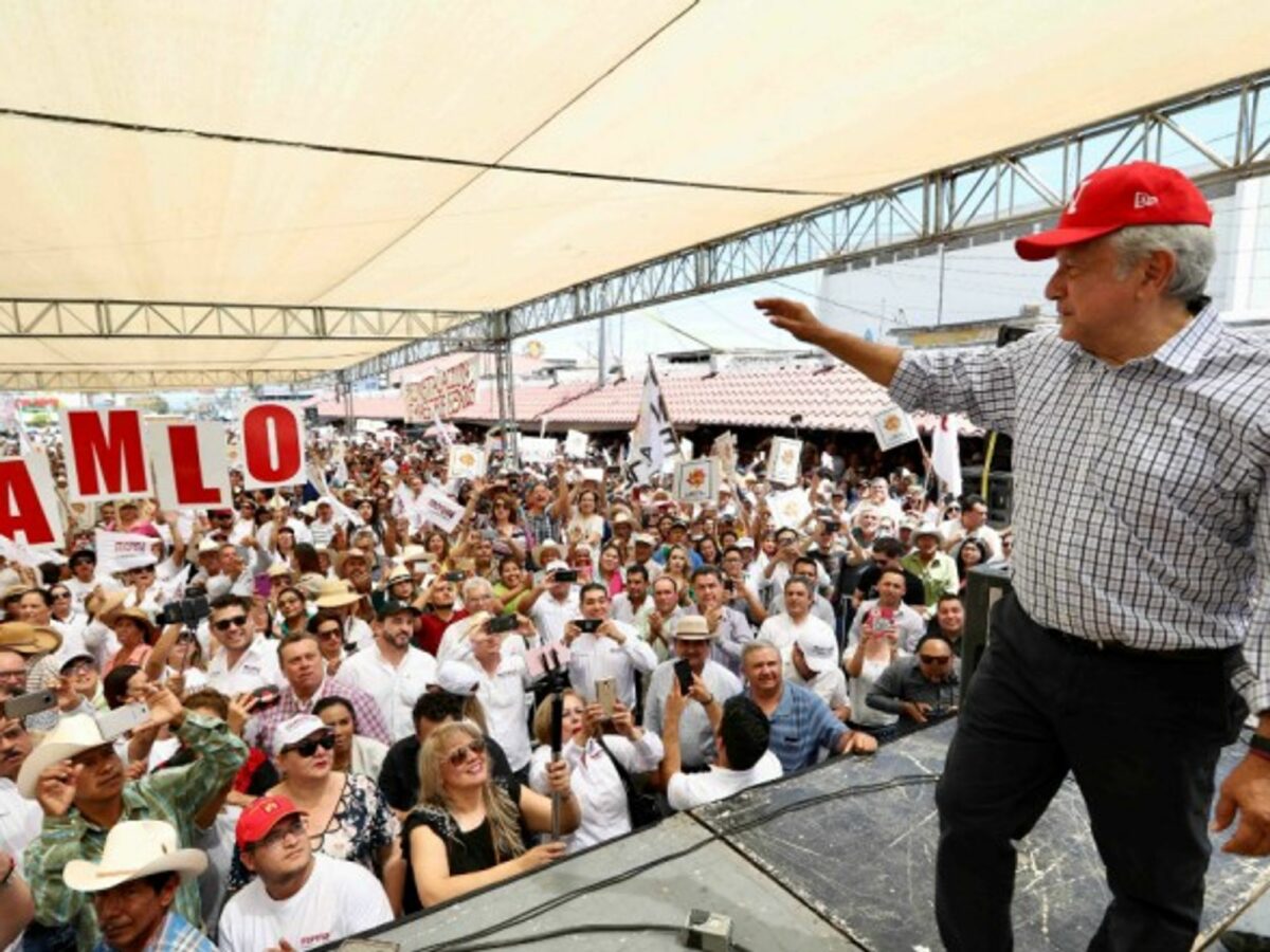 AMLO, the presidential candidate at one of his rallies across Mexico.