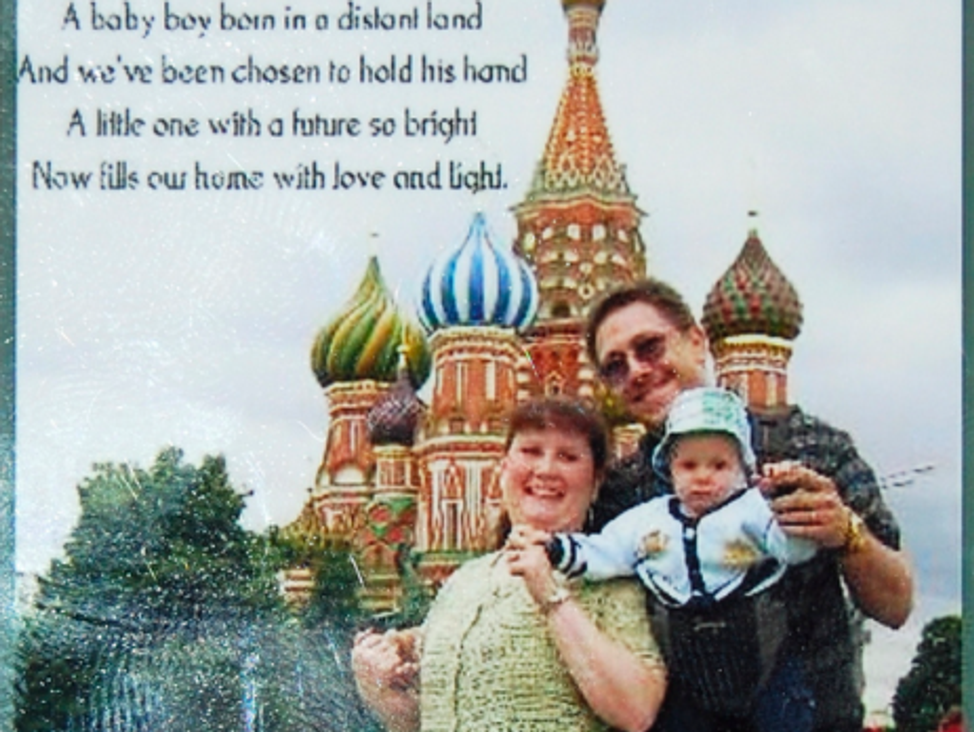 An adoption announcement of a New Jersey couple and the baby boy adopted in Russia