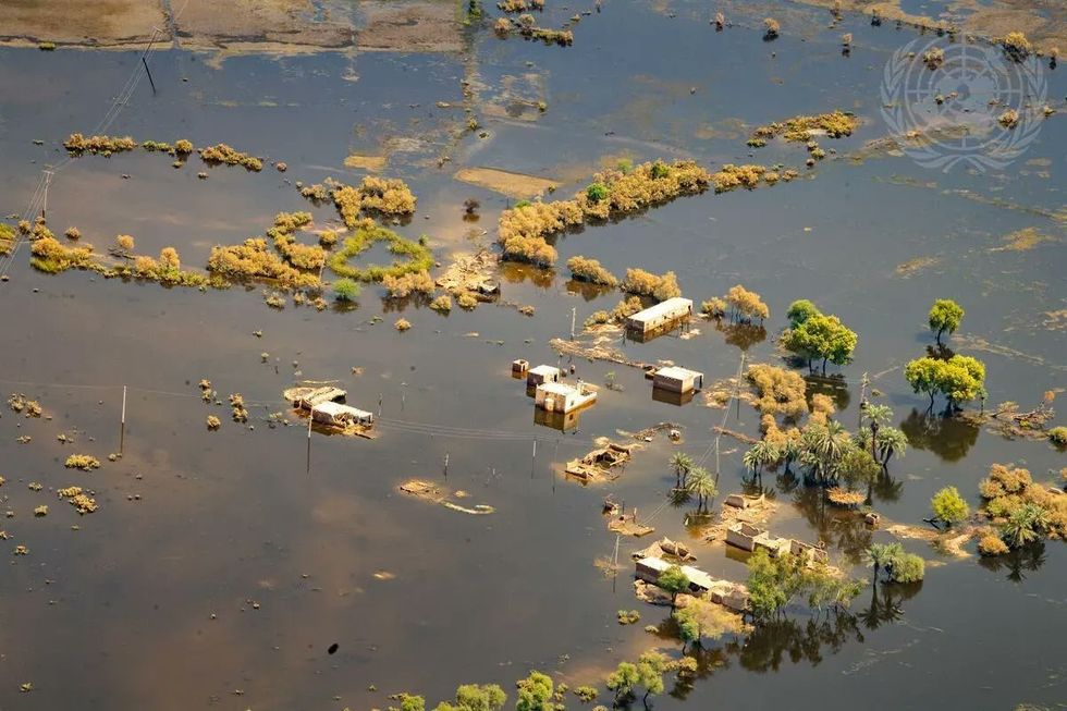 An aerial view of flooding in Pakistan
