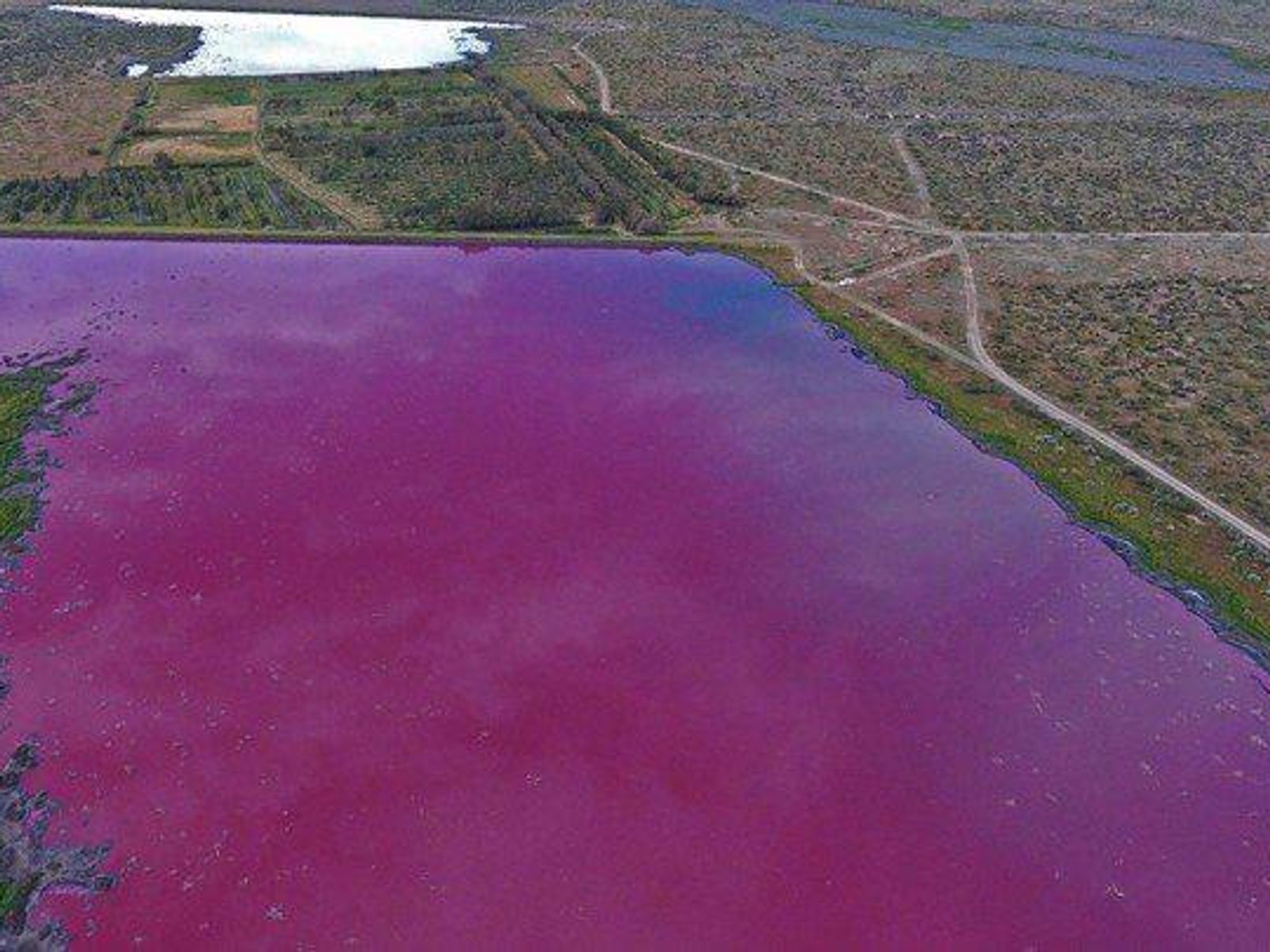 An aerial view of the new darker color