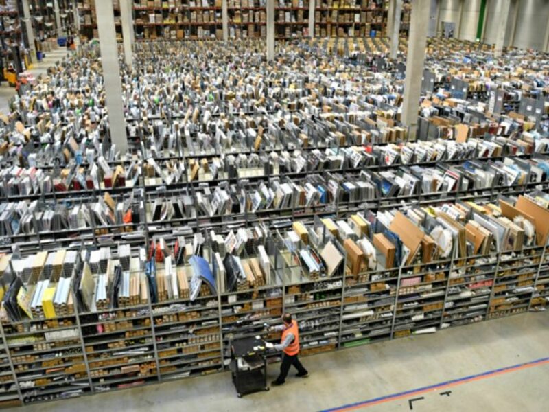 An Amazon warehouse in Pforzheim, Germany