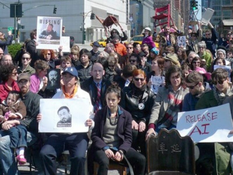 An April 17 protest in New York City againt China's decision to detain Ai Weiwei