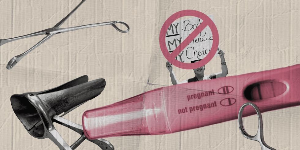 An illustration by Daraj media featuring a pregnancy test.