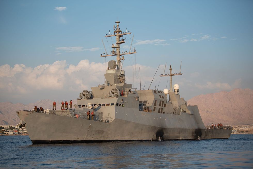 An Israeli Navy missile boat is seen in the area of the Red Sea on Nov. 1, 2023.