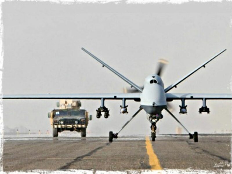 An MQ-9 drone taking off in Afghanistan