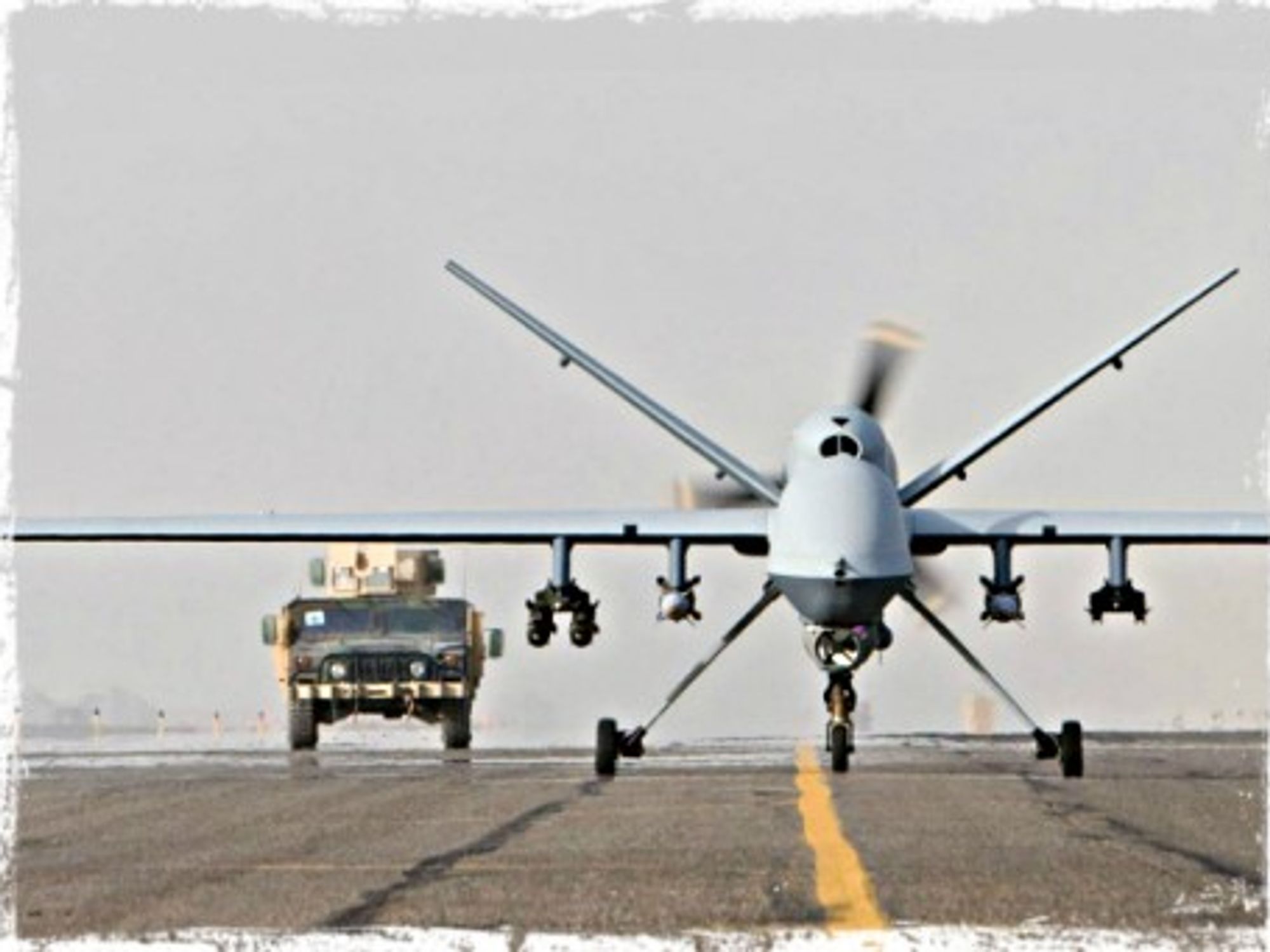 An MQ-9 drone taking off in Afghanistan
