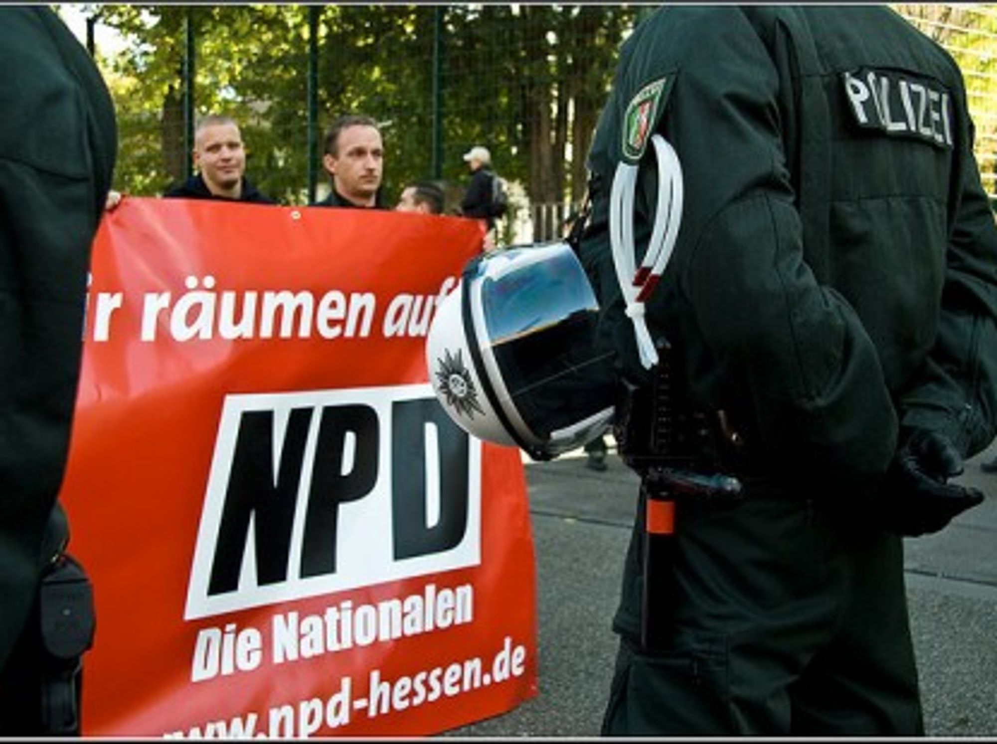 An NPD rally in Frankfurt
