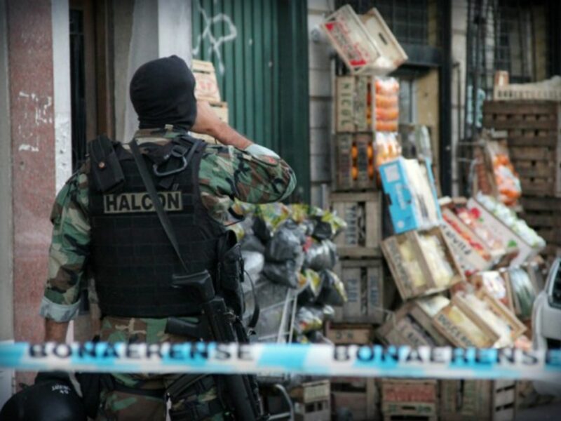 An officer during an operation in Buenos Aires
