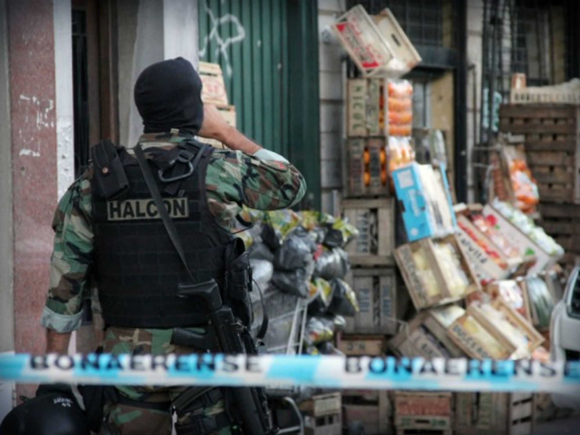 An officer during an operation in Buenos Aires