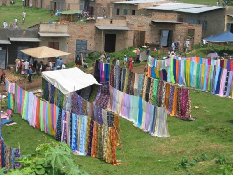 An open market in Kasese, Uganda a border town home to many Congolese.