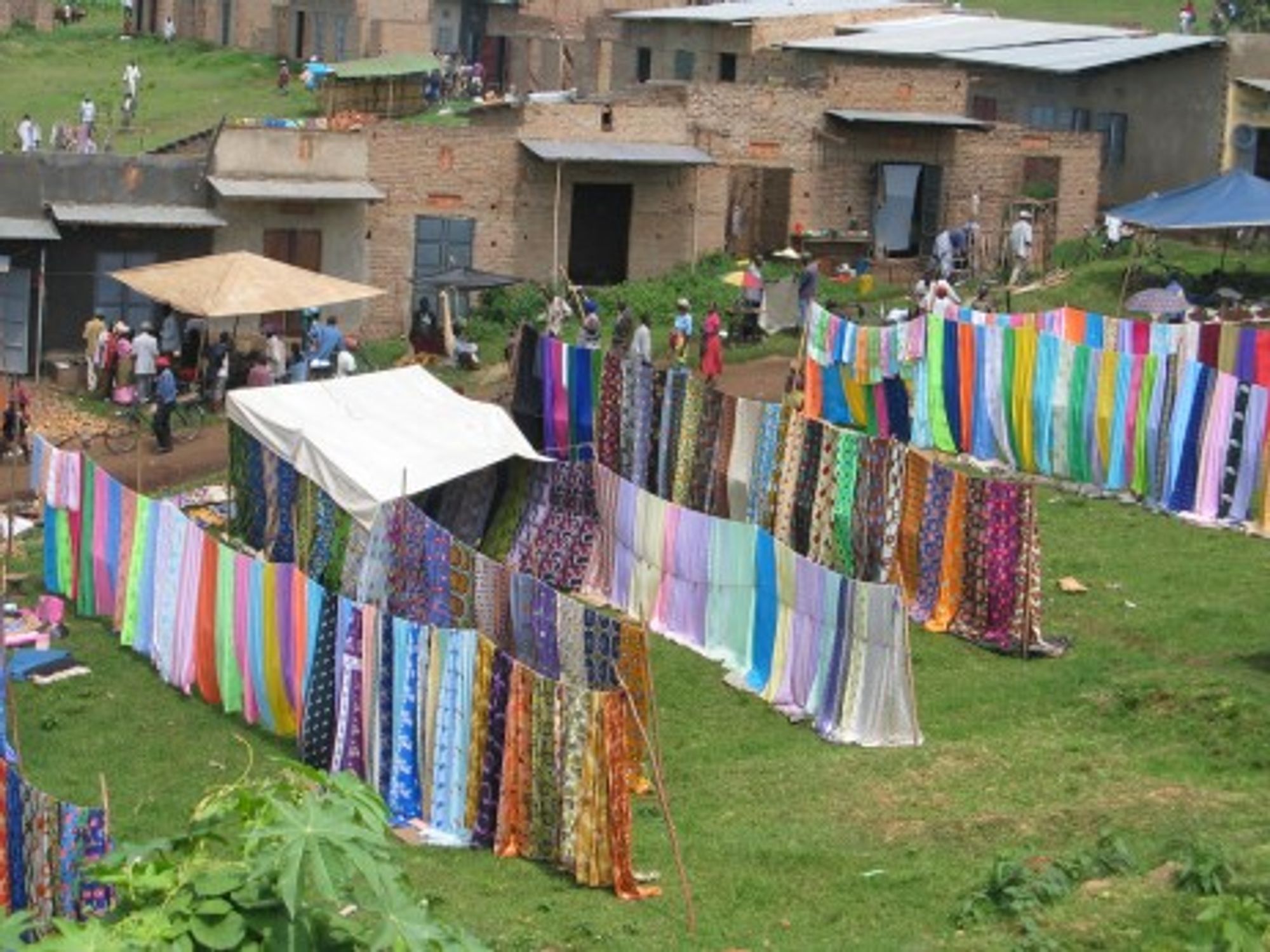 An open market in Kasese, Uganda a border town home to many Congolese.