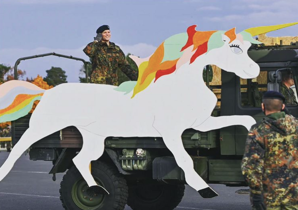 Anastasia Biefang during a handover of command ceremony in Storkow