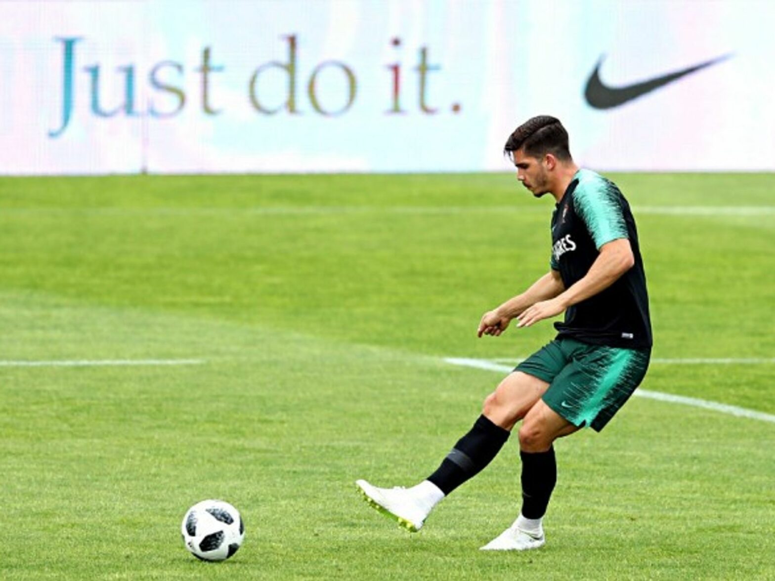 Andre Silva of Nike-sponsored Portugal National Team in action during World Cup 2018 training