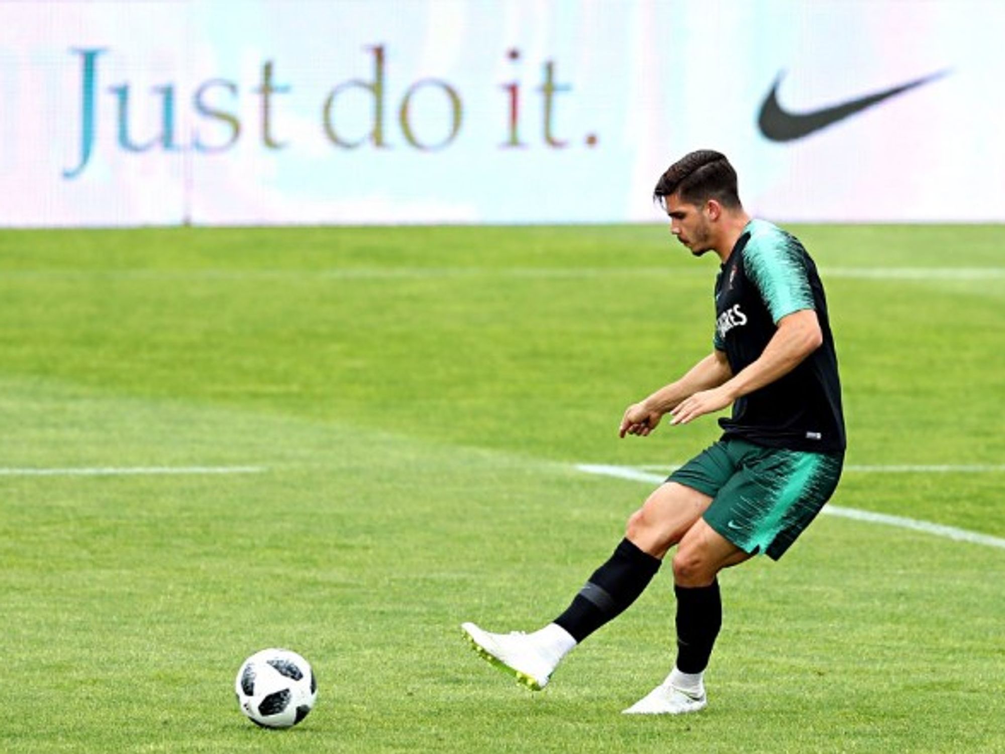 Andre Silva of Nike-sponsored Portugal National Team in action during World Cup 2018 training