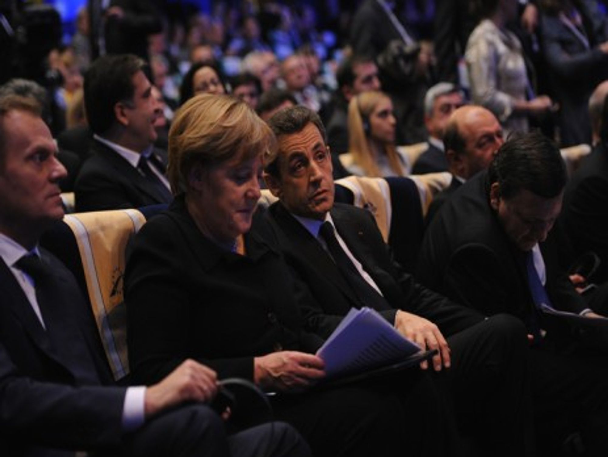 Angela Merkel and Nicolas Sarkozy at last year's EPP congress in Marseille.