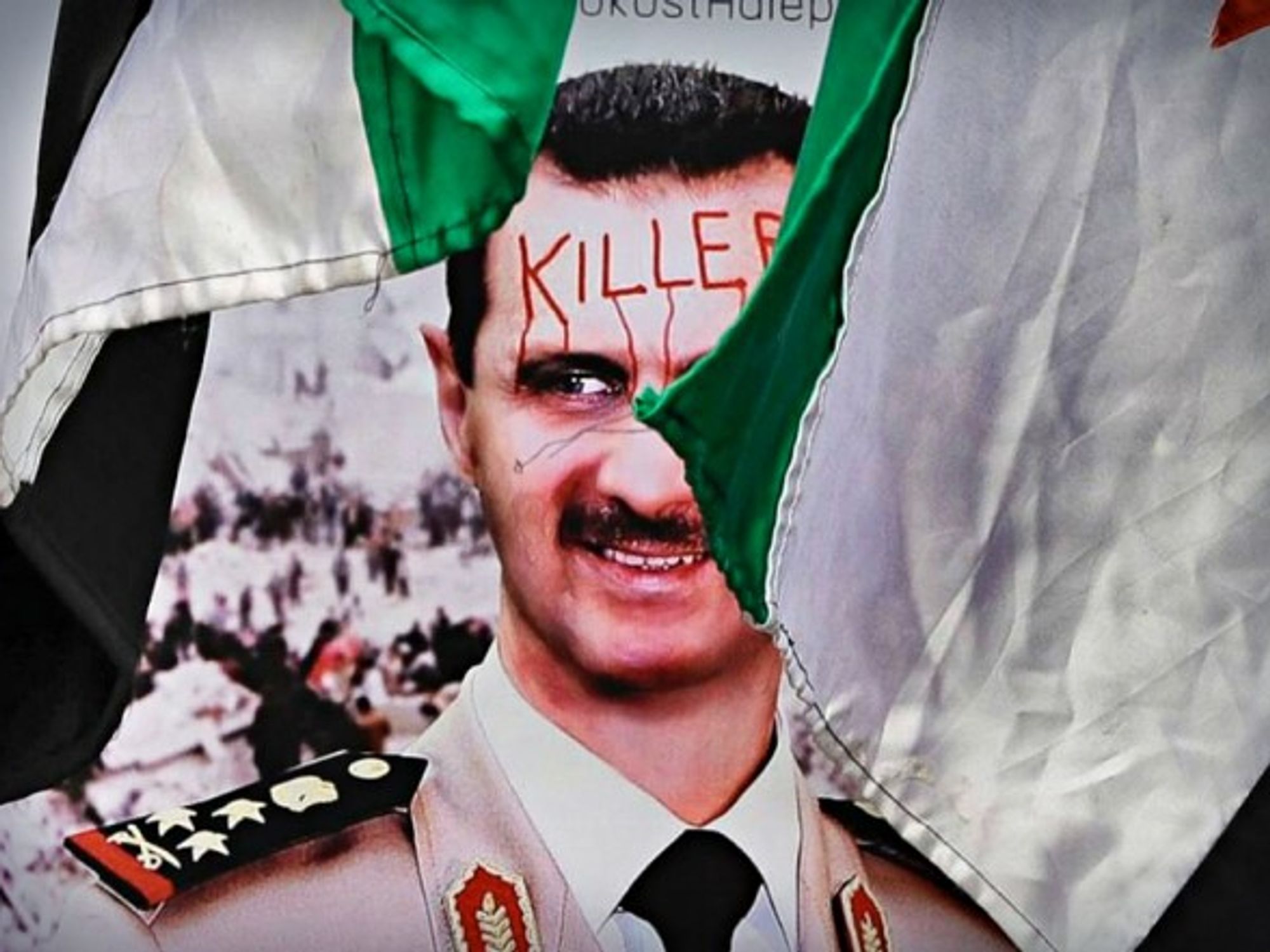 Anti-Assad poster in Bucharest, Romania