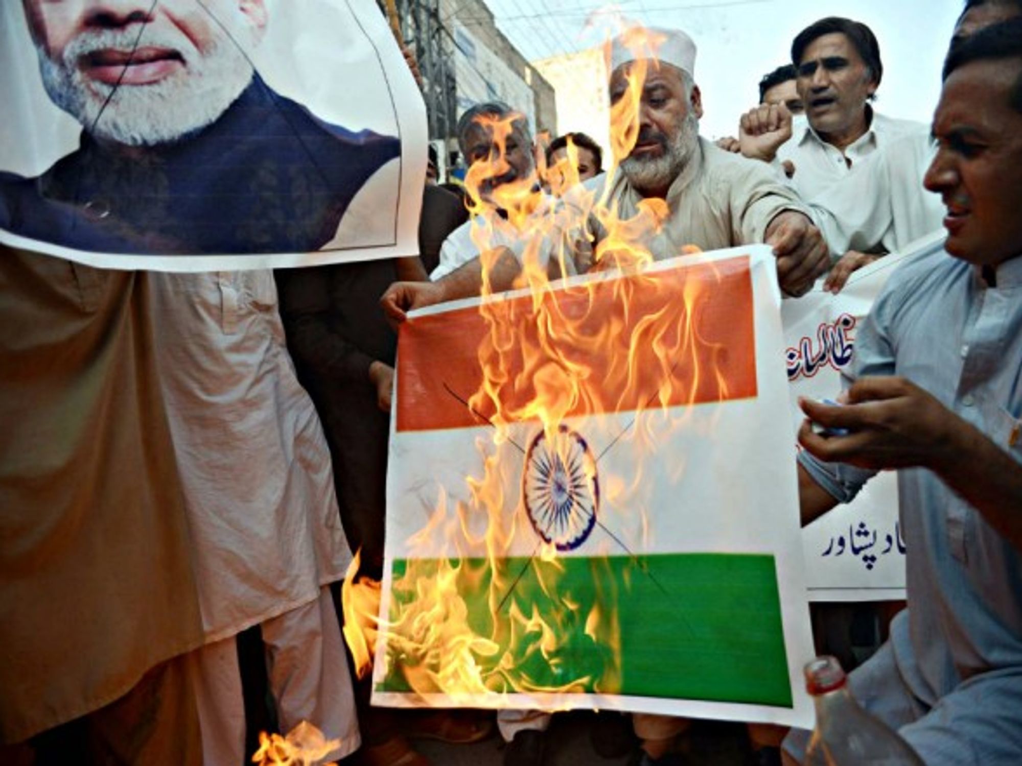Anti-Modi protesters in Peshawar, Pakistan