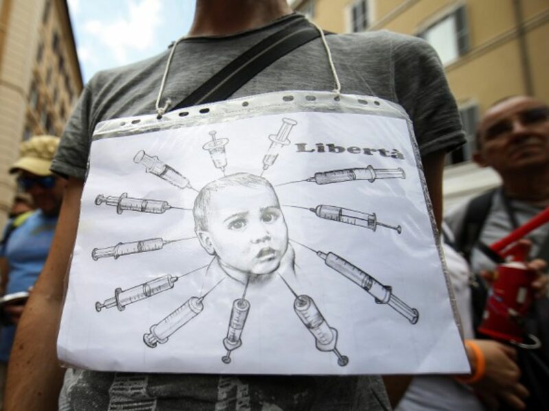 Anti vaccine protesters in Rome, Italy