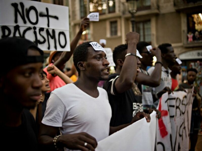 Anti-xenophobia march in Barcelona, Spain