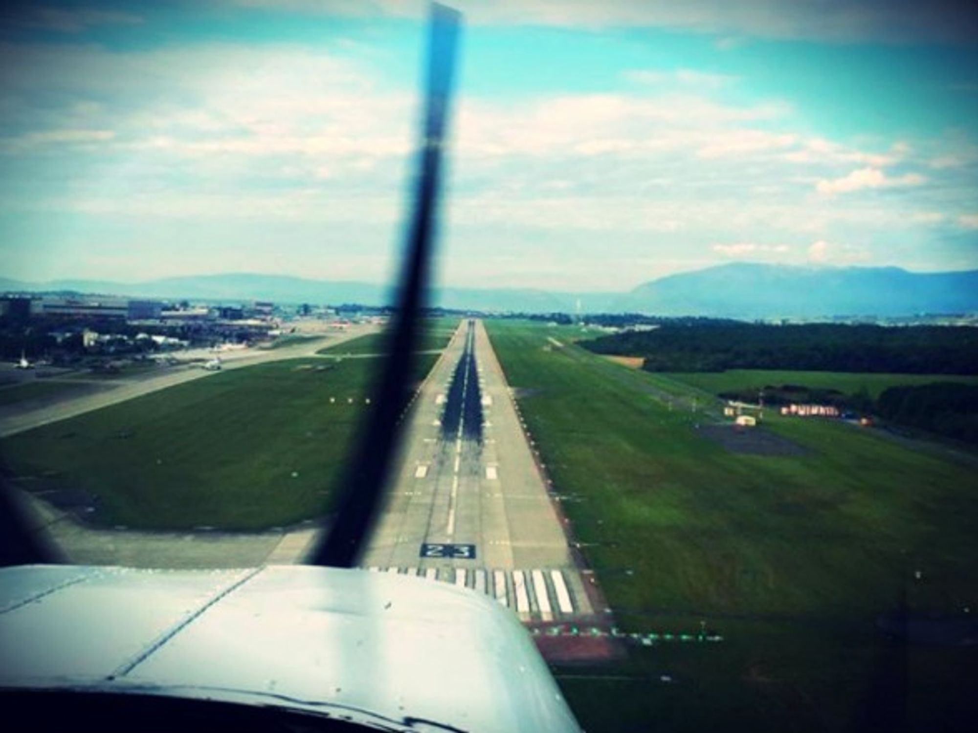 Approaching runway at Geneva airport