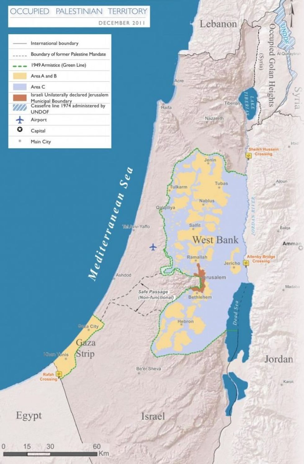 Areas A, B and C of Palestinian territories