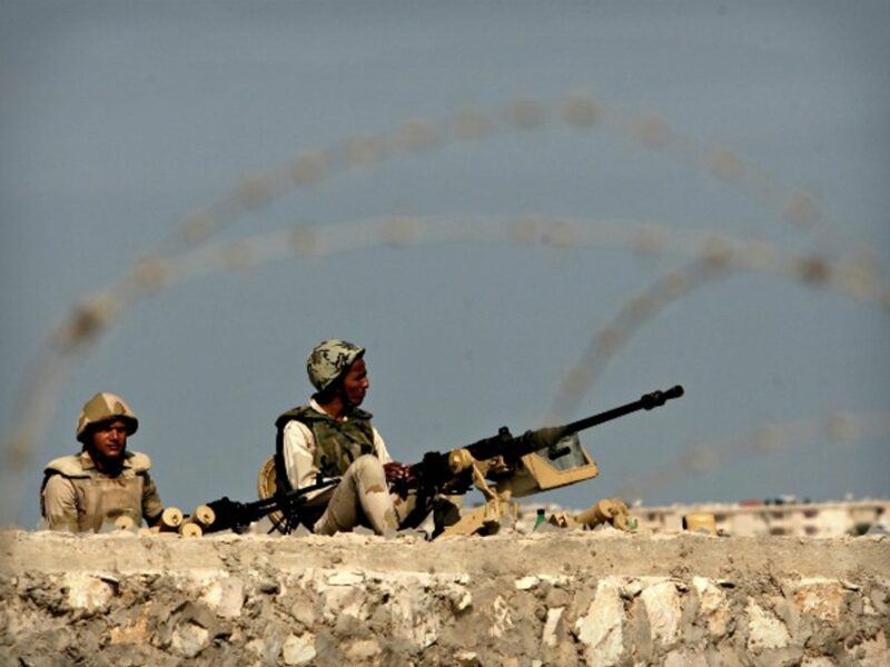 Armed men at a checkpoint in North Sinai