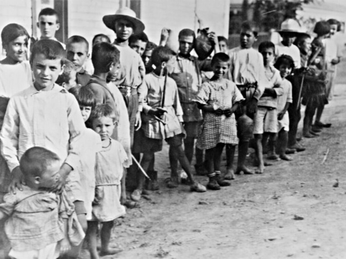 Armenian refugee children near Athens in 1923 after expulsion from Turkey.