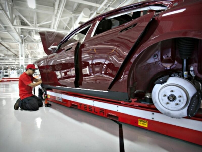Assembling the Tesla Model S at the carmaker's plant in Fremont, California