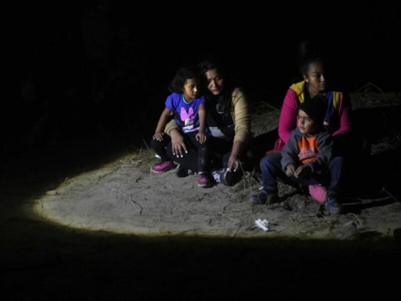 Asylum-seeking migrants try to cross the Rio Grande river, at the border between Mexico and the United States.