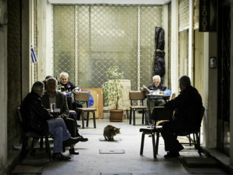 At a cafe in Athens