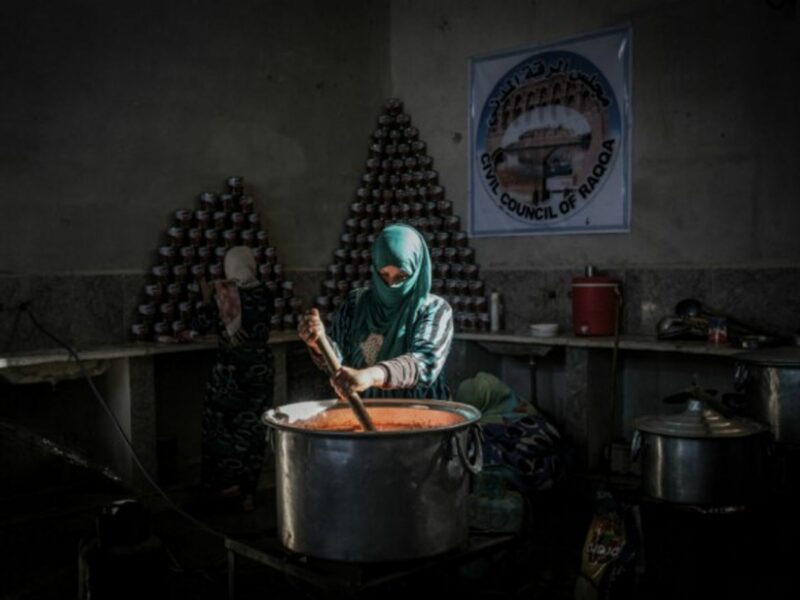 At a camp near Raqqa for internally displaced Syrians