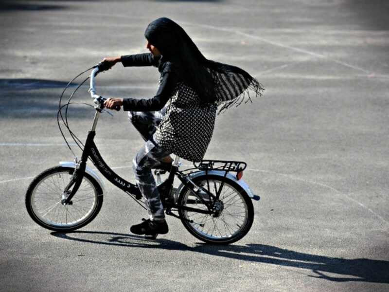 At a cycling class for immigrant women in Bremen, Germany.