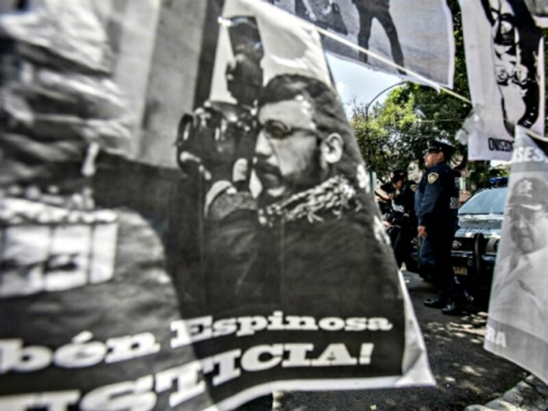 At a Mexico City rally in honor of slain news photographer Ruben Espinosa on Aug. 8