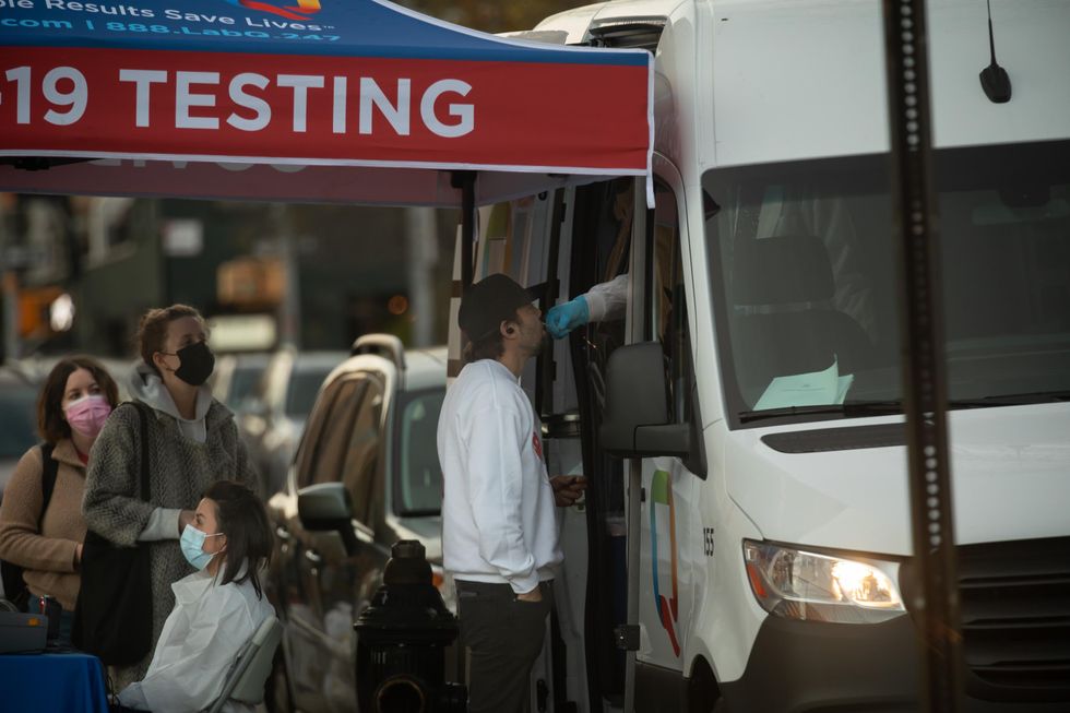 At a mobile testing center in New York City