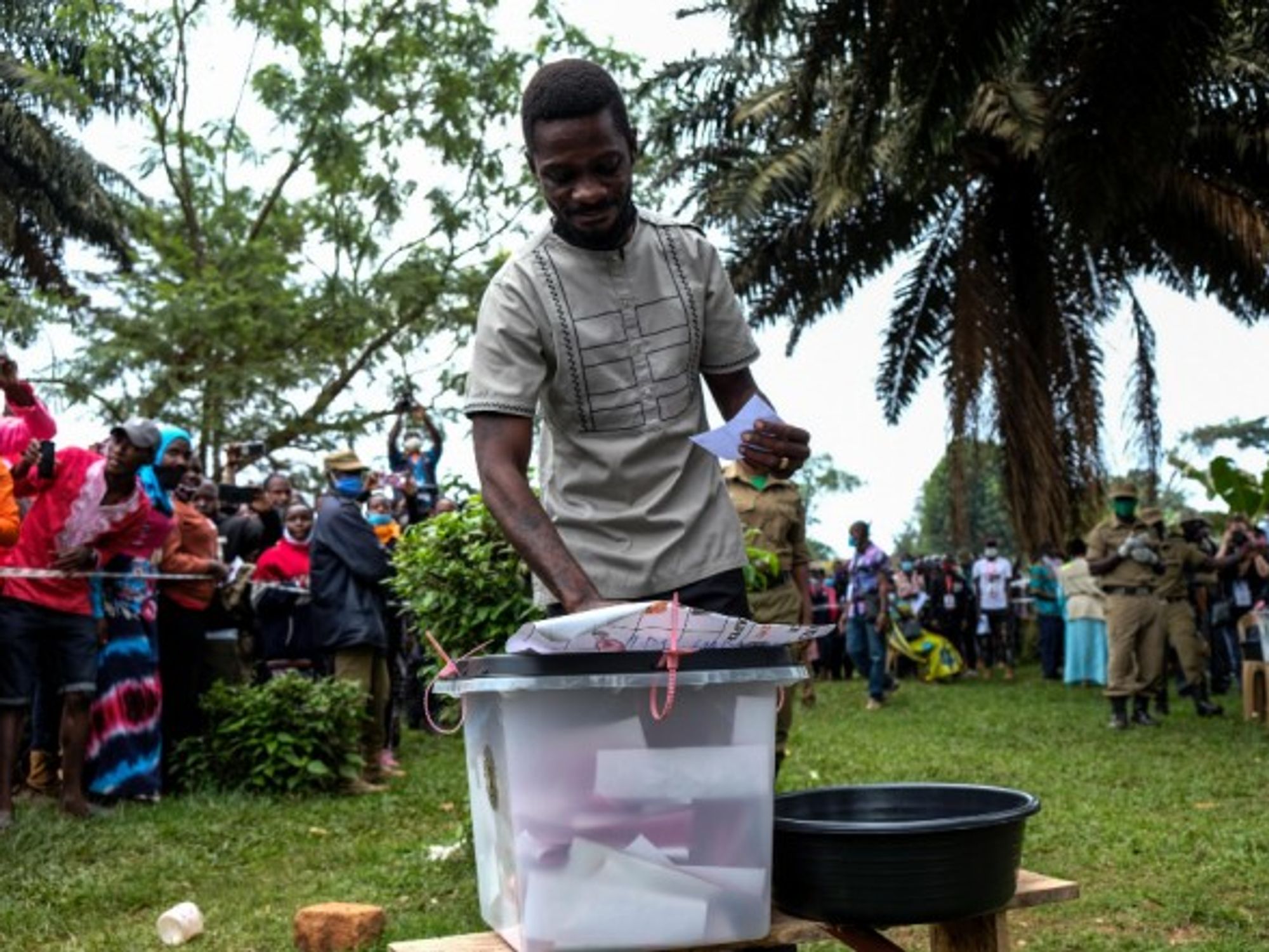 At a polling station in Mageere, Uganda during the country's presidential and parliamentary elections
