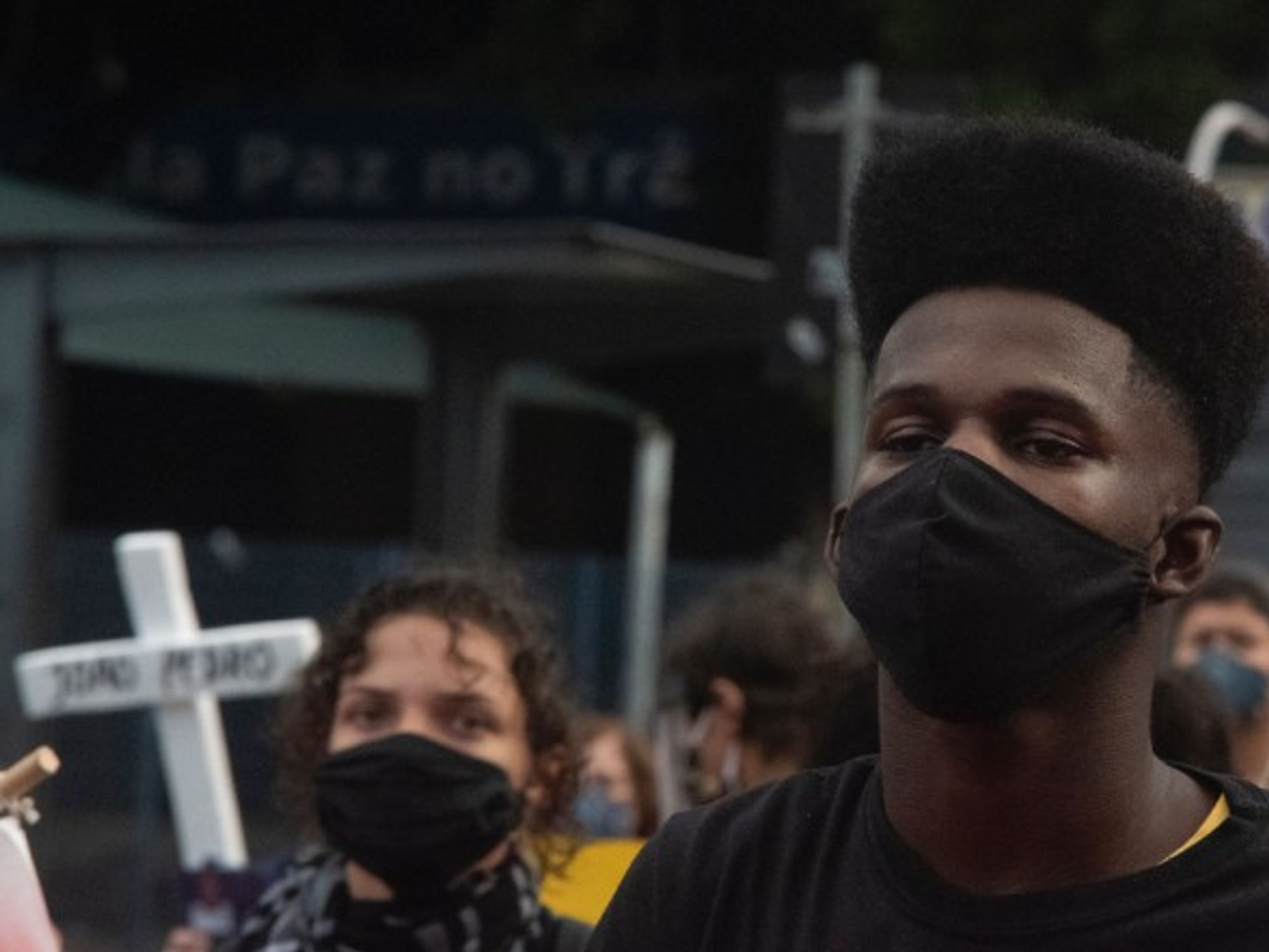 At a protest against racism in Rio De Janeiro