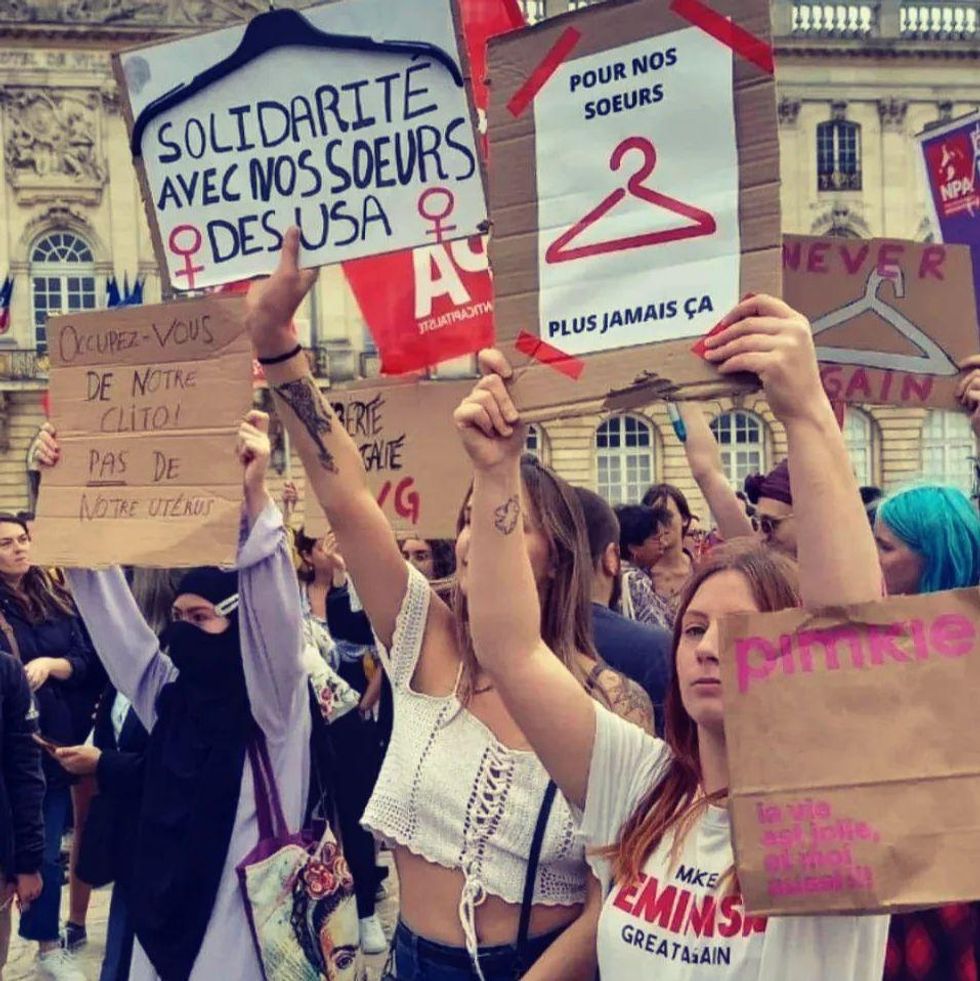 At a protest against the overturn of Roe v Wade in Paris