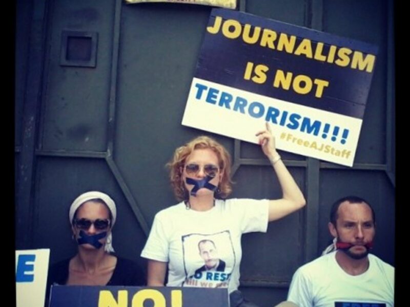 At a protest in Nairobi in support of jailed Kenyan journalist Peter Greste