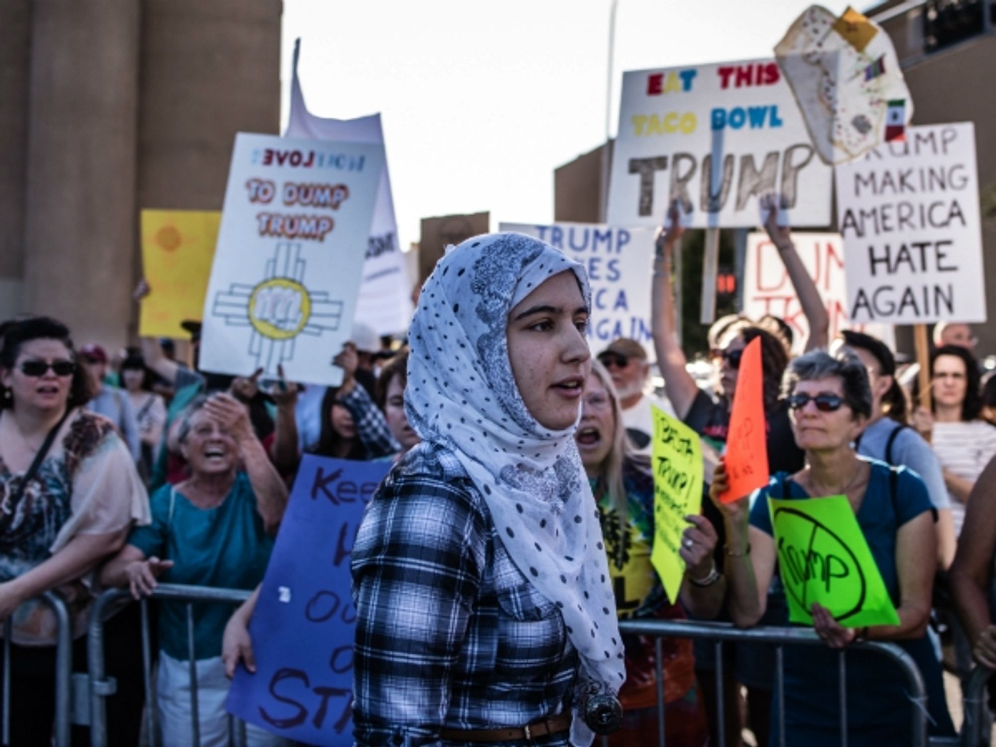 At an anti Donald Trump protest in Albuquerque, New Mexico