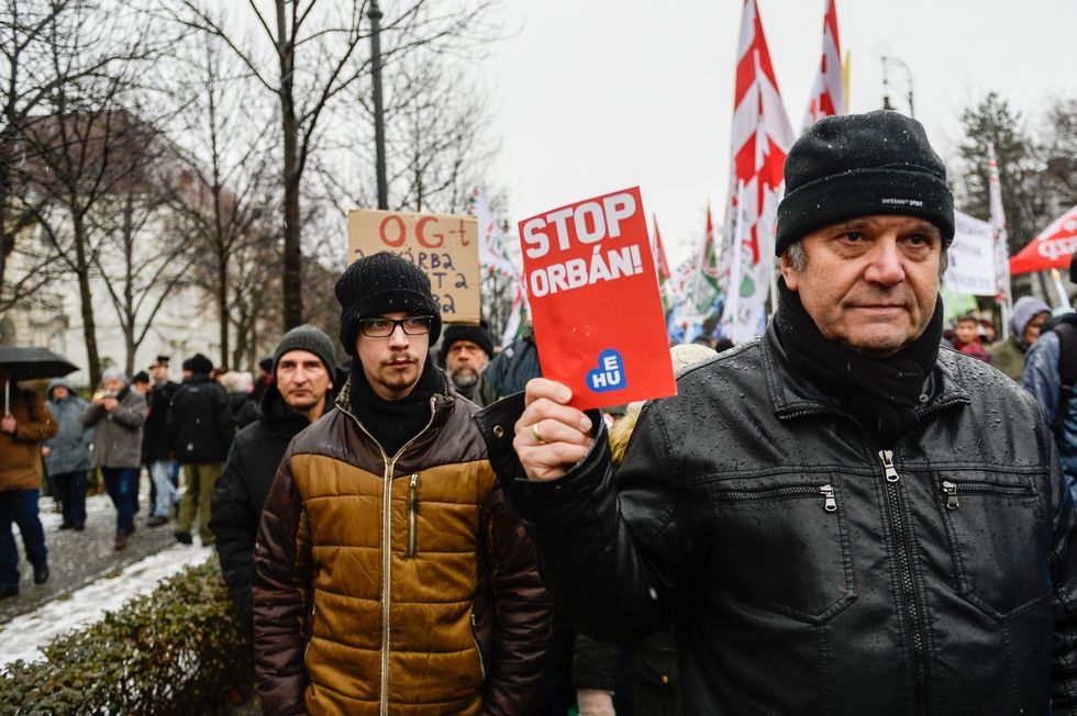 At an anti-government protest in Budapest, in January 2019.