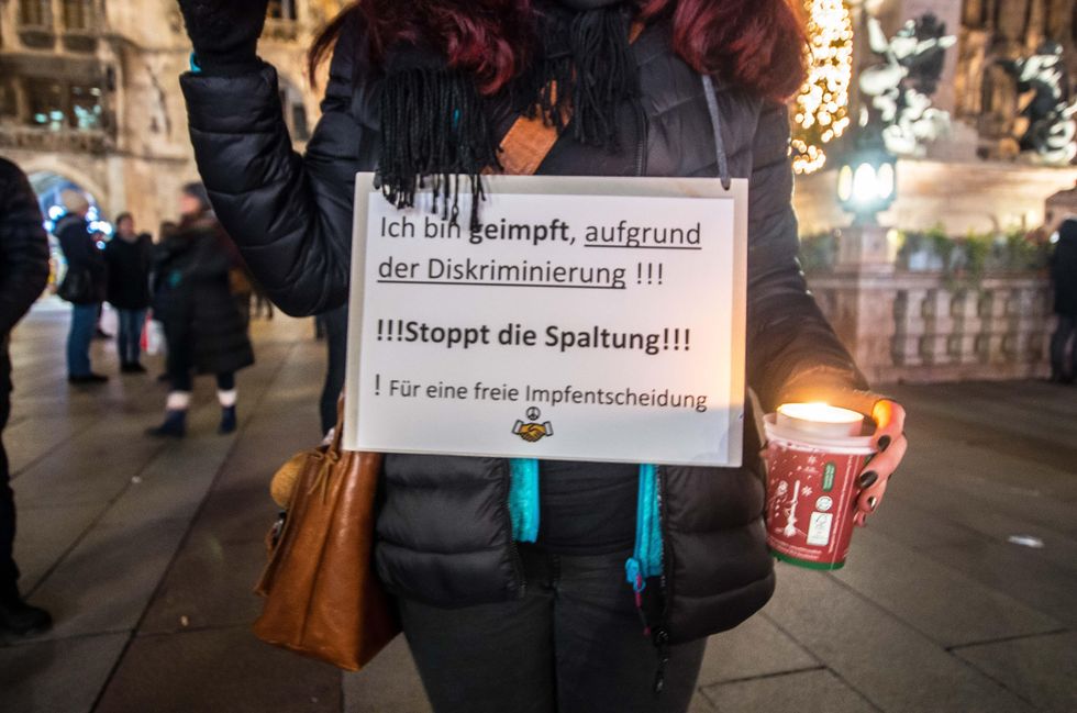 At an anti-vaccine protest in Munich